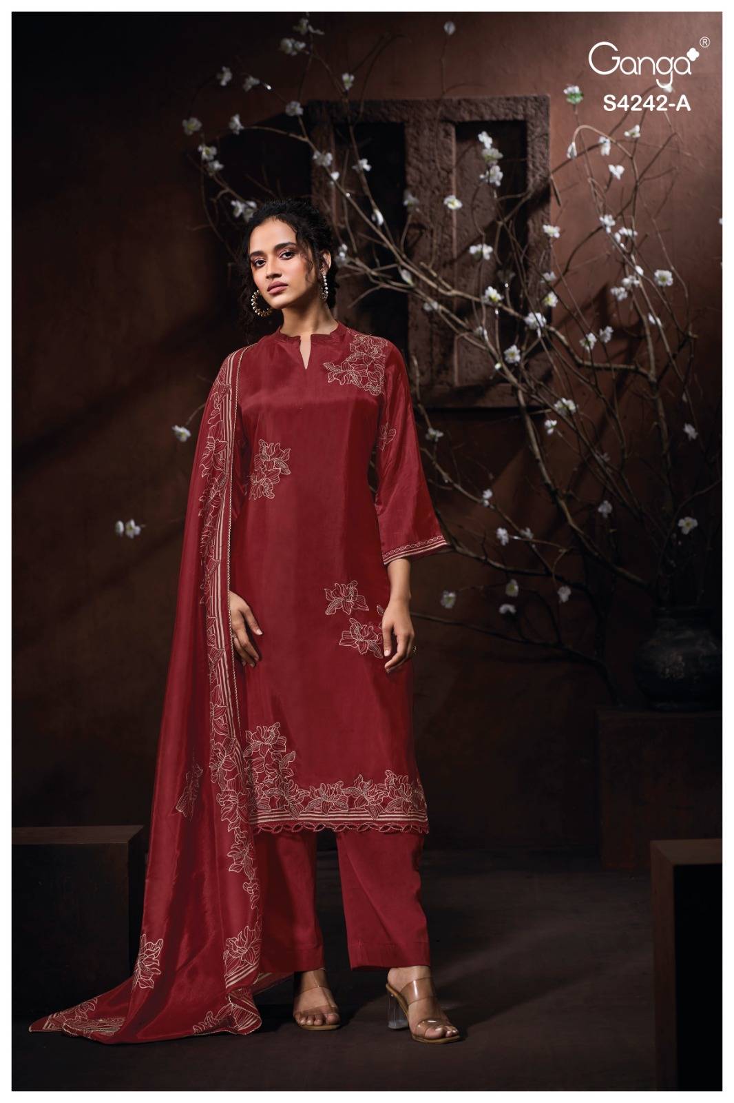 KYNAA 4242 Series By GANGA FASHION Stylish Beautiful Colourful PURE SILK Dresses At Wholesale Price